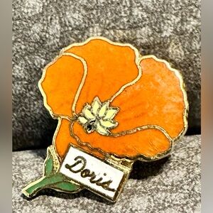 Vintage Doris Vibrant Poppy Brooch